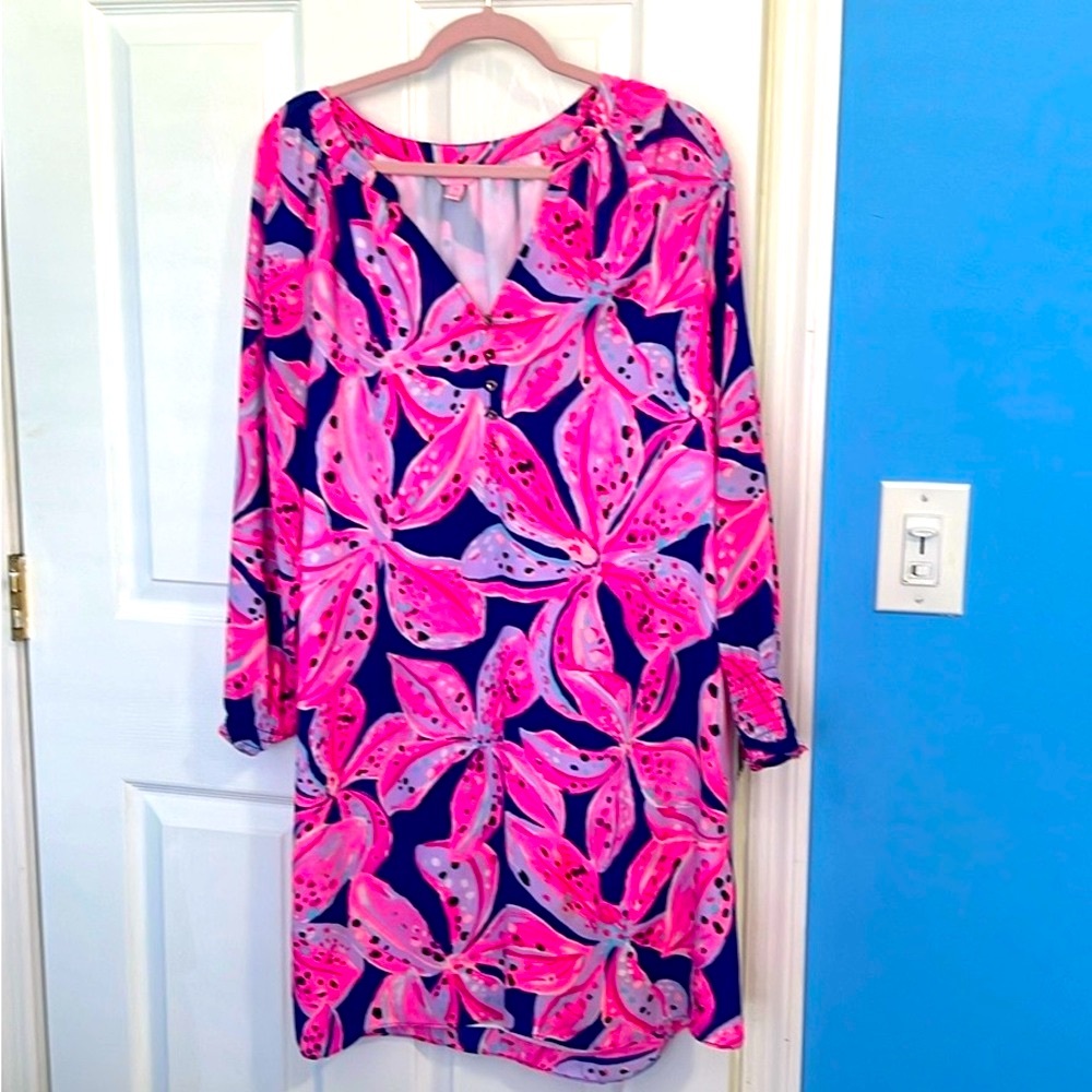 Vibrant Pink and Blue Purple Floral Dress